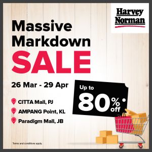 Harvey Norman Sale: Massive Markdown - Up to 80% OFF! | 26 March - 29 April 2026