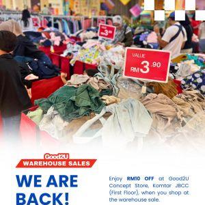 Good2U Warehouse Sale @ Komtar JBCC: Clothes from RM3.90 & RM10 OFF | 27 Mar - 14 Apr 2026