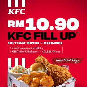 最新 KFC 促销：KFC Fill Up 超值套餐 | 4样美食只需 RM10.90