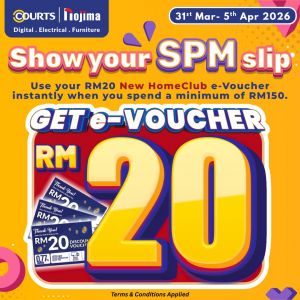COURTS Promo: SPM Result Promotion - Free RM20 e-Voucher | 31 Mar - 5 Apr 2026