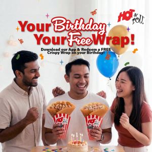 Hot & Roll Birthday Promotion: Wrappez App - Free Crispy Wrap