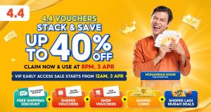 Shopee 4.4 Sale 2026: Vouchers Stack & Save - Up to 40% OFF | April 2026