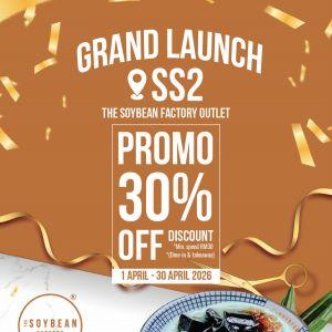 The Soybean Factory SS2 Grand Opening Promotion: 30% OFF Discount | 1-30 Apr 2026