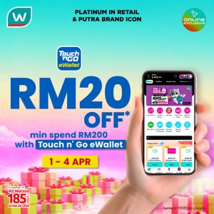 Watsons Promotion: Online Exclusive - RM20 OFF with TNG eWallet | 1-4 Apr 2026