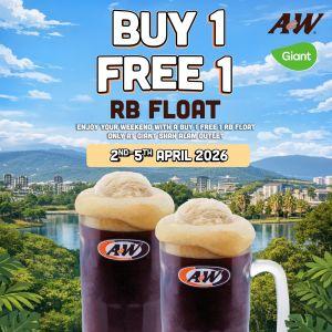 A&W Buy 1 Free 1 RB Float @ Giant Shah Alam: Giant Reopening Promo - Buy 1 Free 1 | April 2026