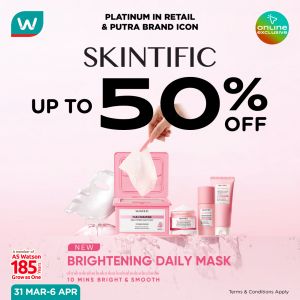 Watsons Skintific Promotion: Online Exclusive - Up to 50% OFF & Free Gifts | 31 March-6 April 2026
