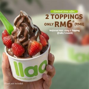 llaollao Promotion: Wafernut Noir Sauce is Back - 2 Toppings for RM6