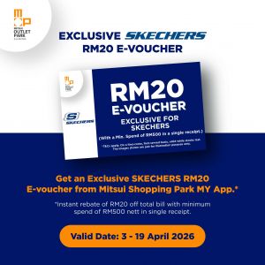 Skechers Clearance Sale @ Mitsui Outlet Park: Up to 50% OFF + RM20 Rebate | April 2026