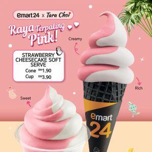 emart24 ice cream: Raya Terpaling Pink! - Strawberry Cheesecake Soft Serve from RM1.90 | April 2026