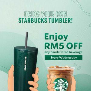 Starbucks Wednesday Promotion: Earth Month - RM5 OFF Any Handcrafted Beverage | 1-30 Apr 2026
