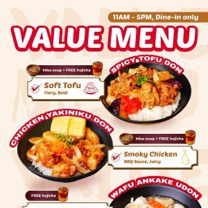 YAYOI Value Menu: Lunch Promo - RM18.60 Meals + Free Hojicha