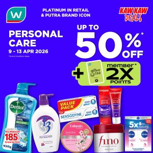 Watsons Promotion: Kaw Kaw Deals - Up to 50% OFF Personal Care | 9-13 April 2026