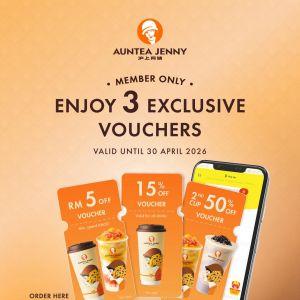 Auntea Jenny Promotion: Member Exclusive - Get 3 Free Vouchers! | Until April 2026
