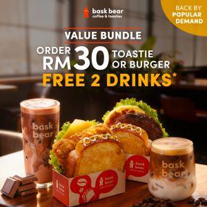 Bask Bear Promotion: Value Bundle - FREE 2 Drinks with RM30 Spend | April 2026