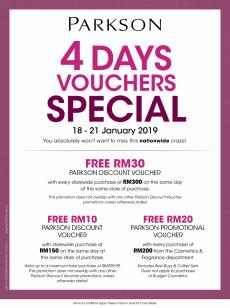 Parkson Chinese New Year Promotion FREE Voucher (18 January 2019 - 21 January 2019)
