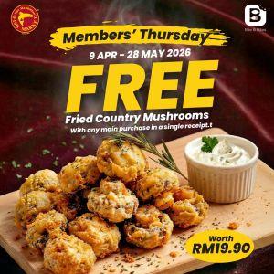 The Manhattan FISH MARKET Promotion: Members' Thursday - FREE Fried Country Mushrooms | April - May 2026