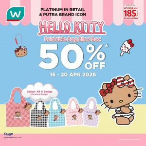 Watsons Promotion: Hello Kitty Foldable Bag Blind Box - 50% OFF | 16-20 April 2026