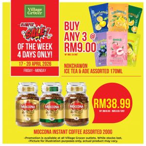 Village Grocer Promotion: Bumper Sale - Buy 3 Nokchawon Ice Tea @ RM9 | 17-20 April 2026