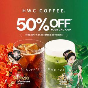 HWC Coffee GrabFood Promotion: 50% OFF Your 2nd Cup - Any Handcrafted Beverage | 17-19 April 2026