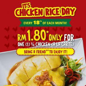 The Chicken Rice Shop Promotion: Chicken Rice Day - RM1.80 for 1/4 Chicken | 18 April 2026