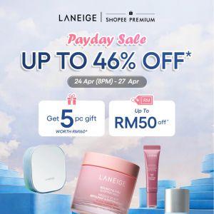 Laneige Shopee Payday Sale: Up to 46% OFF - Free 5-pc Gift | 24 - 27 April 2026
