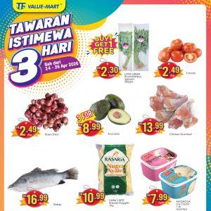 TF Value-Mart Promotion: 3 Days Special - Buy 1 Free 1 Spinach & More | 24-26 Apr 2026