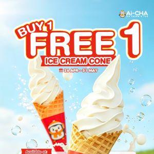 Ai CHA Promotion: CACHA’s Sweet Journey - Buy 1 Free 1 Ice Cream Cone | 26 Apr - 31 May 2026