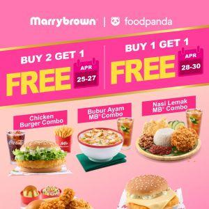 Marrybrown FoodPanda Promotion: Buy 1 Free 1 & Buy 2 Free 1 | 25-30 April 2026
