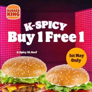 Burger King Labour Day Promotion: K-Spicy Burgers - Buy 1 Free 1 | 1 May 2026