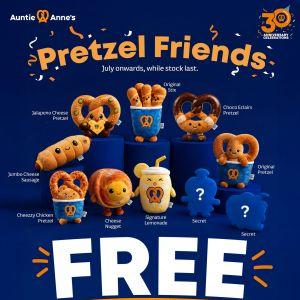 Auntie Anne's Free Pretzel Friends Plushie Blind Box: 30th Anniversary - Free 1 Plushie Blind Box | July 2026