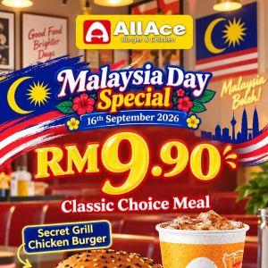 AllAce Malaysia Day Promotion: Secret Grill Chicken Burger Meal - RM9.90 | 16 Sep 2026