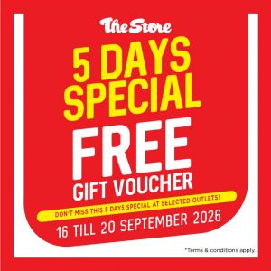 The Store Promotion: 5 Days Special - Spend RM500 & Get FREE RM50 Voucher | 16-20 September 2026