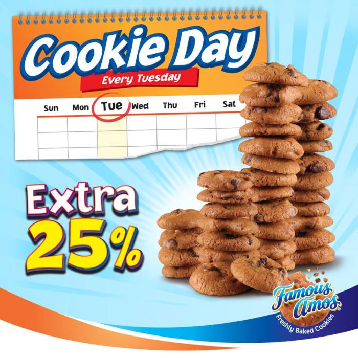 Famous Amos Cookie Day Extra 25% (Every Tuesday)