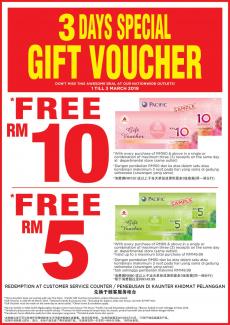 The Store and Pacific Hypermarket 3 Days Special Promotion FREE Gift Voucher (1 Mar 2019 - 3 Mar 2019)