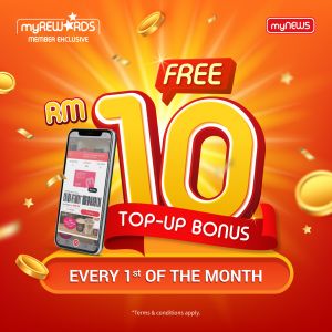 myNEWS Top Up Promotion: Get Extra RM10 Credit Bonus (1st Day of every Month)
