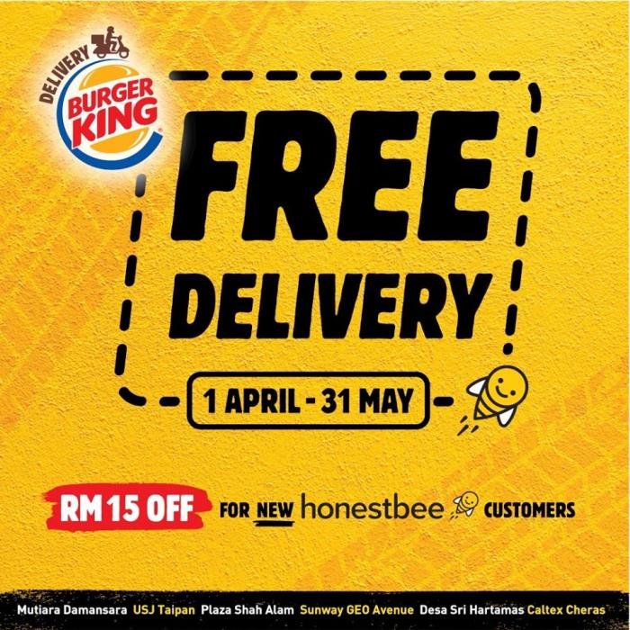 Burger King FREE Delivery (1 April 2019 - 31 May 2019)