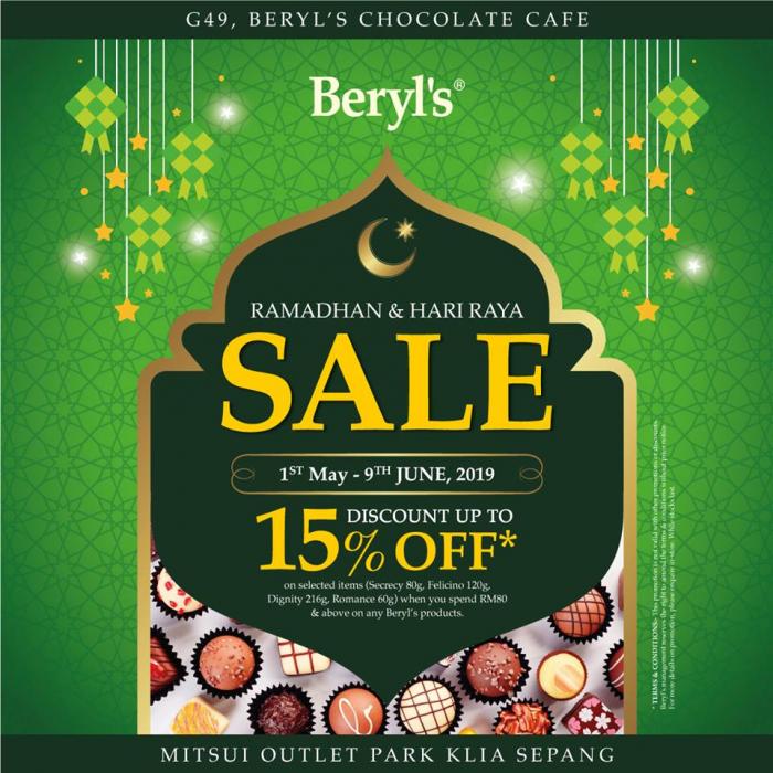 Beryl's Ramadhan & Hari Raya Sale at Mitsui Outlet Park KLIA Sepang (1 May 2019 - 9 June 2019)