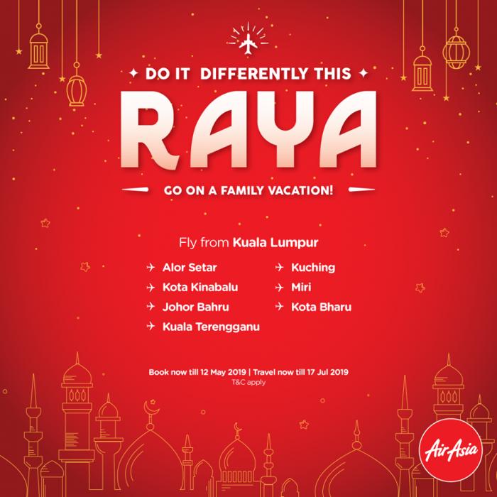 AirAsia Raya Holiday Flight Promotion from RM39 (valid until 12 May 2019)