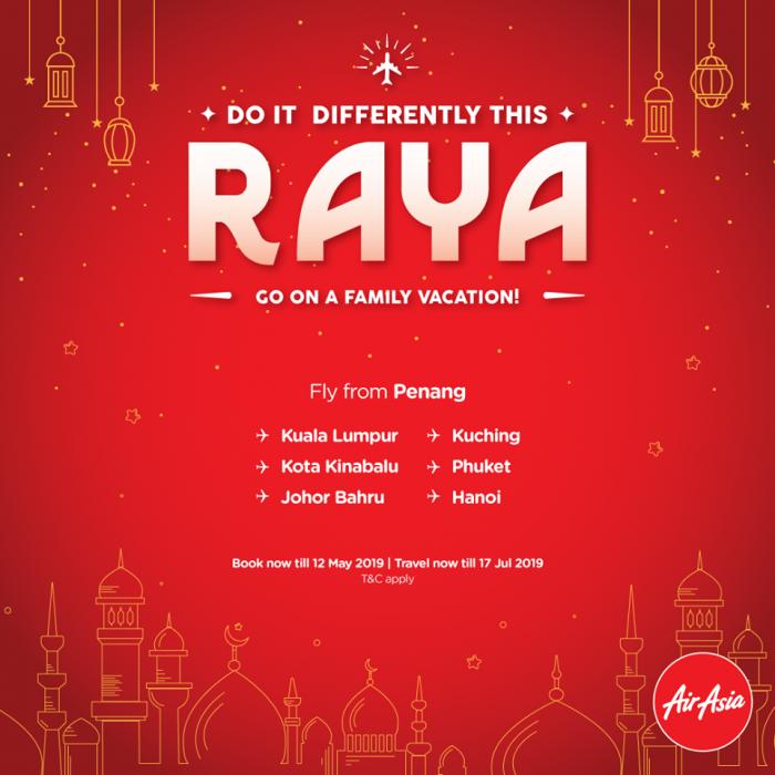 AirAsia Raya Holiday Flight Promotion from RM39 (valid until 12 May 2019)