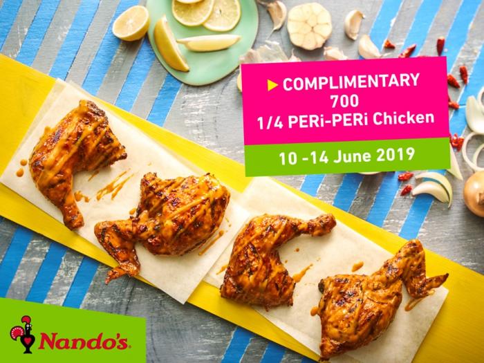 Nando's FREE 1/4 PERi-PERi Chickens (10 June 2019 - 14 June 2019)