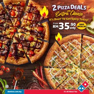Domino's Pizza 2 Pizza Deals with Extra Cheese from RM35.90 only (3 Jun 2019)