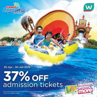 Sunway Lagoon Promotion Discount 37% with Watsons Member Card (30 April 2019 - 30 June 2019)