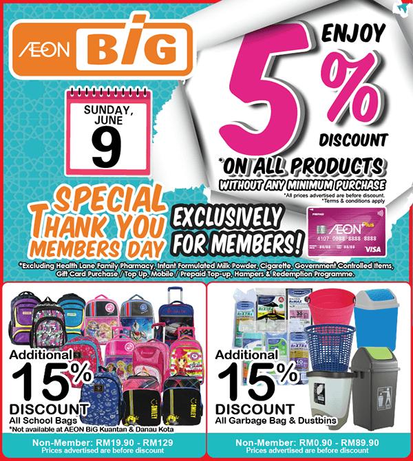 AEON BiG Thank You Members Day Promotion (9 June 2019)