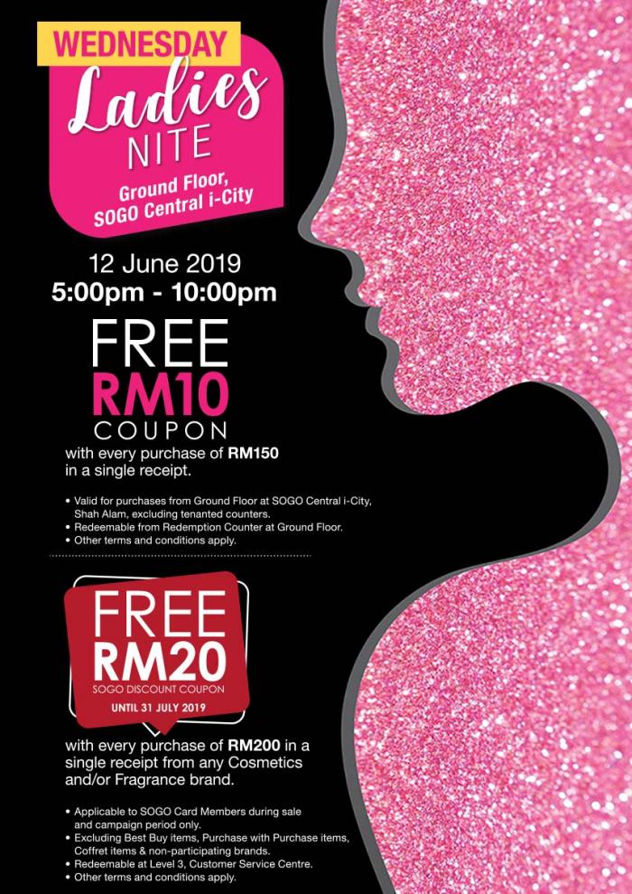 SOGO Central i-City Wednesday Ladies Nite Promotion (12 June 2019)