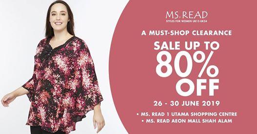 MS. READ Clearance Sale up to 80% off (26 June 2019 - 30 June 2019)