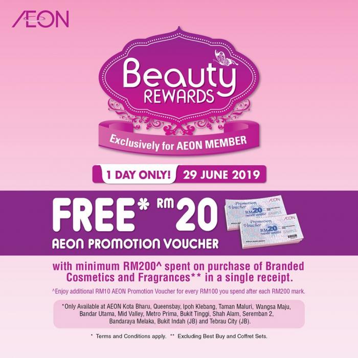 AEON Beauty Rewards Free Voucher (29 June 2019)