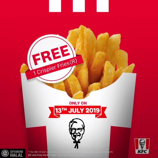 KFC French Fries Day FREE 1 Crispier Fries (13 July 2019)