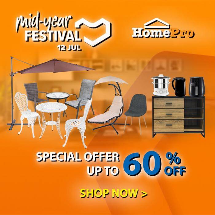 HomePro Sale Up To 60% OFF on Lazada Mid-Year Festival Sale (12 July 2019)