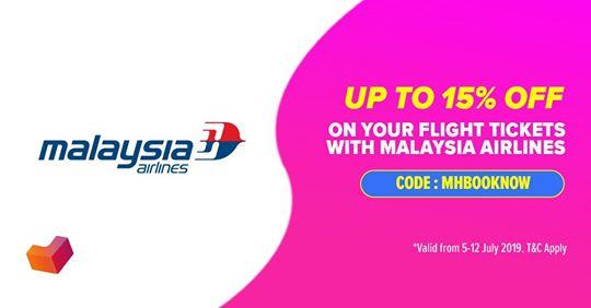 Lazada Mid-Year Festival Malaysia Airlines Up To 15% OFF Promo Code (12 July 2019)