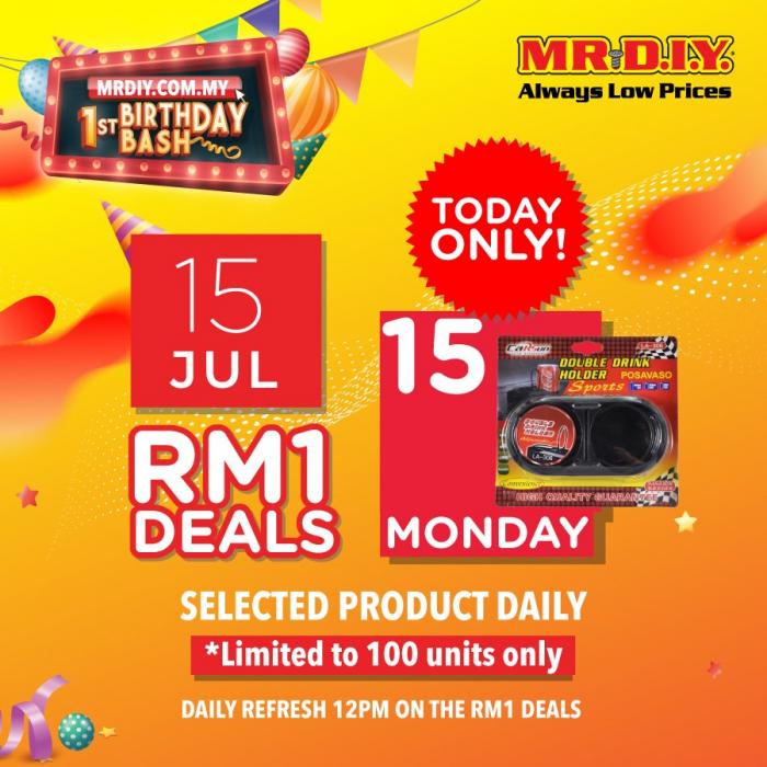 MR DIY Online 1st Birhday Promotion RM1 Deal (15 July 2019)